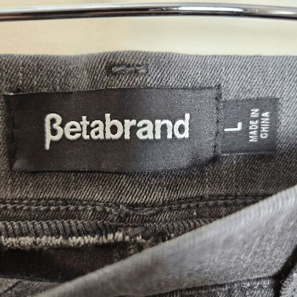 Betabrand Flat Front Straight Leg Stretch Denim Pants Women's Gray Size Large - Picture 2 of 4
